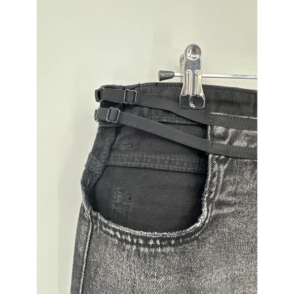 One Teaspoon Cut Out Jackson Wide Leg Denim Jeans - Faded Black Size 30 NWT - Picture 5 of 12